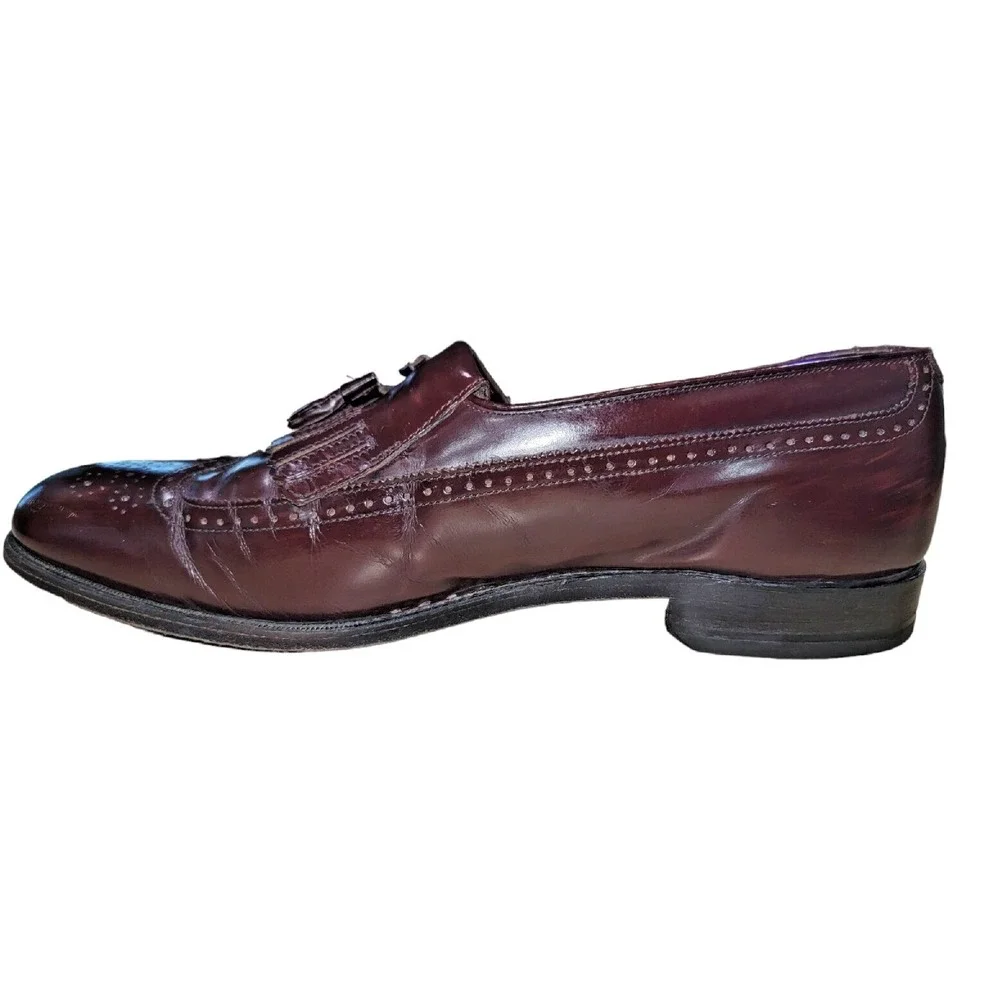 ET Wright Men's Burgundy‎ Wingtip Kiltie Tassel Loafers Dress Shoes Size 11.5 B